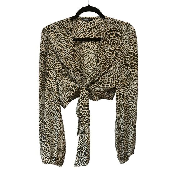 2/$20 Shein Leopard Print Tie-Front Blouse - Picture 2 of 6